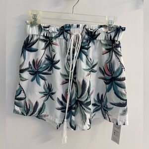 Palm tree print drawstring shorts